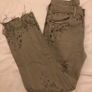 Custom- destroyed gray 501s.